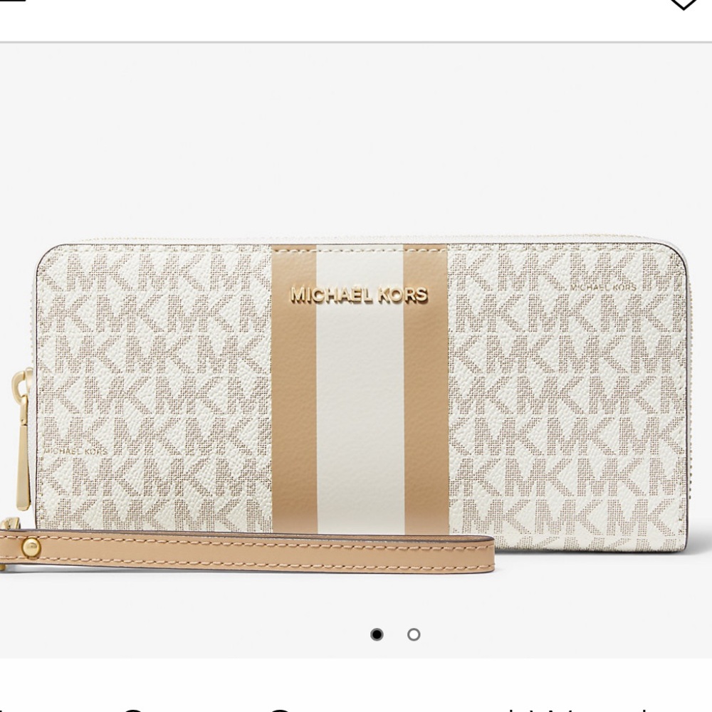 Michael Kors Cream and Tan Wristlet